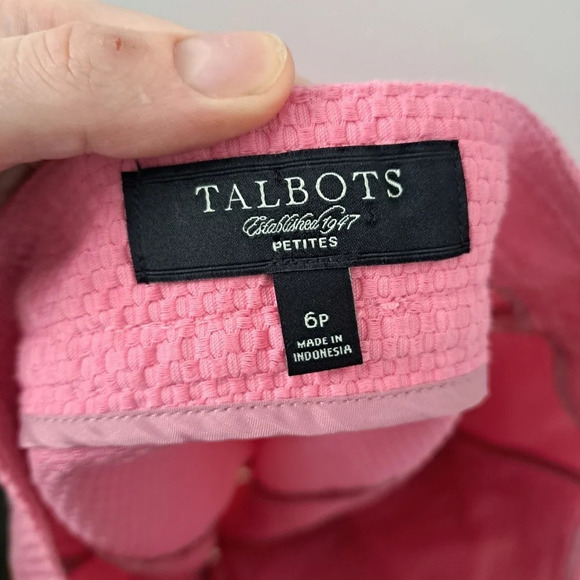 Talbots Pink Woven Above Knee Coquette Girlhood Preppy Button Down Skirt Size 6 - Picture 6 of 8
